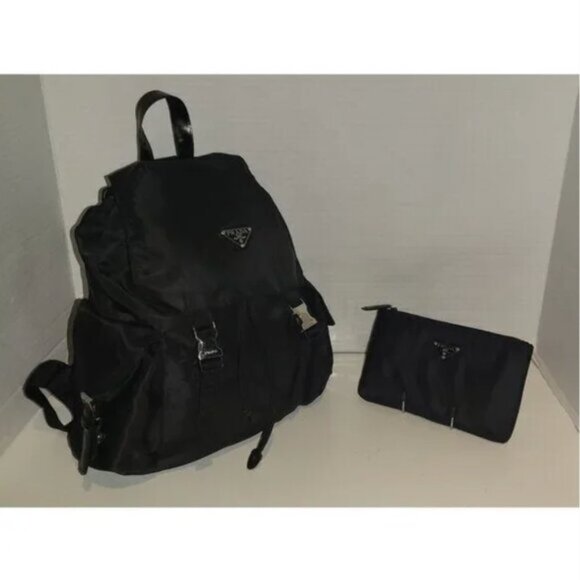 Prada Nylon Black Backpack with pochette Brand New - Picture 1 of 12